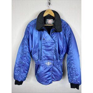 Vintage Polaris Blue Insulated Snowmobile Jacket Women’s Large Canada Made